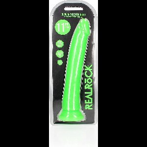 REALROCK - 11 inch - dildo - glow in the dark - ribbels - zuignap - groen