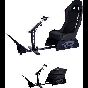 REBBLERS® GT Racing Cockpit - Verstelbare Racestoel + Vloermat - Voor Rally & GT Gaming - Zwart