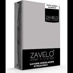 Zavelo Hoeslaken Katoen Strijkvrij Licht Grijs - Lits-jumeaux (180x200 cm) - Hoogwaardige Kwaliteit - Rondom Elastisch - Perfecte Pasvorm