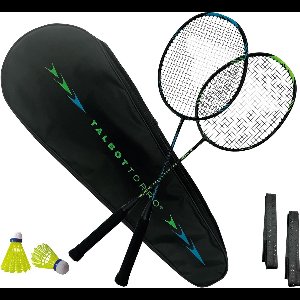 Carbon Badmintonset, professioneel, 2 badmintonrackets, 2 veerballen, 2 handgrepen & rackettas voor training en sport