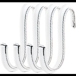 Brute Strength - Leren S-haken - Wit - 4 stuks - Kledinghaak – Leer - kapstokhaak - Ophanghaken – handdoekhaakjes