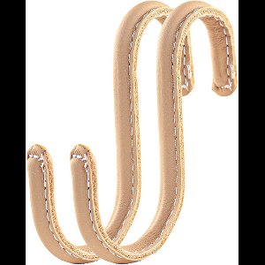 Brute Strength - Leren S-haken - Naturel - 2 stuks - Kledinghaak – Leer - kapstokhaak - Ophanghaken – handdoekhaakjes - kledinghaken