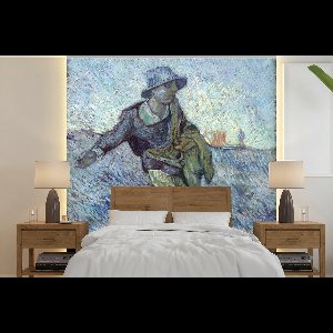 Behang - Fotobehang De zaaier (naar Millet) - Vincent van Gogh - Breedte 350 cm x hoogte 350 cm