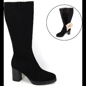 Stravers - Comfortabele Lange Laarzen met Hak Profielzool Maat 42 Grote Maten Dameslaarzen