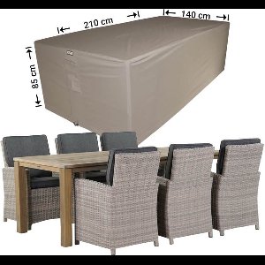 Raffles Covers Tuinsethoes - 210 x 140 H: 85 cm - RDS210140 - Waterdicht - Ademend - UV-bestendig - Elastisch rijgkoord - Beschermhoes tuinmeubelen - Hoes voor tafel en stoelen