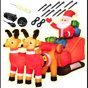 Monzana Opblaasbare Kerstman met Slee - LED Verlicht – Incl. Pomp