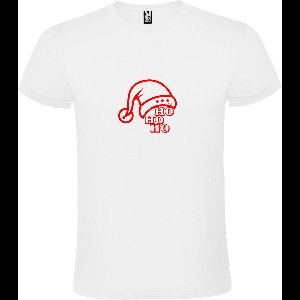 Wit T-Shirt met “ Kerst Muts / Ho Ho Ho “ Afbeelding Rood Size L
