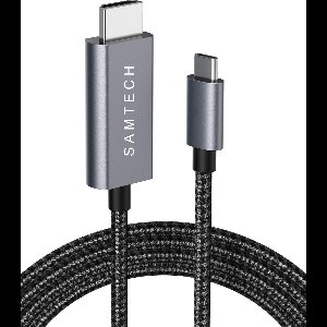 SAMTECH USB C naar HDMI nylon Kabel - Ultra 4K - HDMI Switch - 1.80 meter - Premium - Aluminium