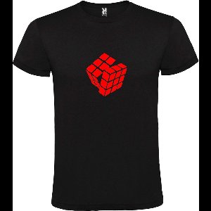 Zwart T-Shirt met “ Rubik's Kubus “ afbeelding Rood Size XXL