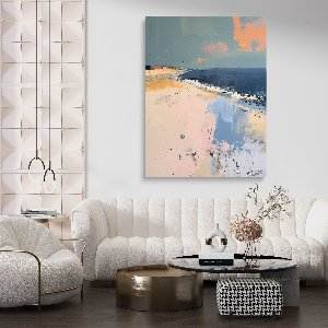 Luxe Canvas Schilderij Beach Day | 150x100 cm | Woonkamer | Slaapkamer | Kantoor | Muziek | Design | Art | Modern | ** 4CM DIK!