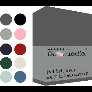 Droomtextiel Dubbel Jersey Hoeslaken - Antraciet Eenpersoons 90x220 cm - 100% Katoen - Hoge Hoek - Heerlijk Zacht - Strijkvrij - Rondom elastiek - Stretch - Dubbel Dikke Kwaliteit