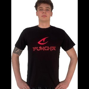 PunchR™ Logo's Sportswear T-Shirt Katoen Zwart Rood - XL