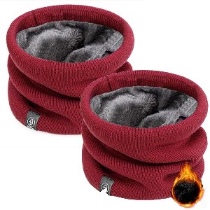 Namajunas - 2 Stuks Nekwarmers - Sjaal - Halswarmer - Bandana - Muts - Geschikt voor Wintersport - Unisex - Maat One Size - Rood