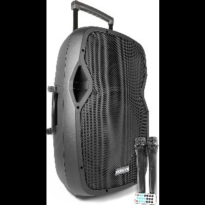 Mobiele party speaker - Vonyx AP1500PA - 800 Watt - partybox met 2 microfoons - op accu