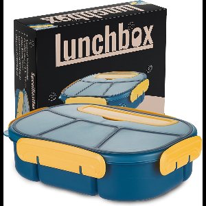 Lunchbox Volwassenen Met 4 Compartimenten - Blauw - Bento Box - Broodtrommel - Lunchtrommel - Salade lunchbox - Volwassenen en Kinderen - To Go - Lekvrij - BPA vrij