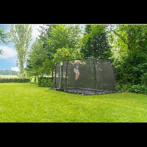 EXIT Dynamic groundlevel trampoline 275x458cm met veiligheidsnet - zwart