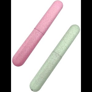 TOVBMUP Tandenborstelhouder - Draagbare tandenborstelhouder - Geschikt voor Reizen、Thuis - Roze en Groen - 2-pack