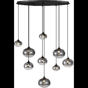 QAZQA jia - Moderne Hanglamp voor boven de eettafel | in eetkamer - 9 lichts - L 96 cm - Zwart - Woonkamer | Slaapkamer | Keuken