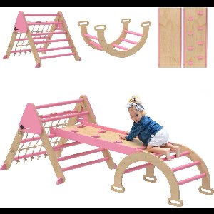 AIYAPLAY - Kinderklimrek - Populierenhout - 191,5 x 74,5 x 63 cm - Roze