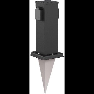 Selbro® Tuincontactdooszuil met Grondpin - 2-voudig - Roestvrij Staal - Hoekig - Zwart - IP44