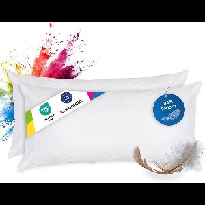 Set van 2 Verenkussens 40x80 cm - 100% Veervulling - Katoenen Tijk - Wasbaar