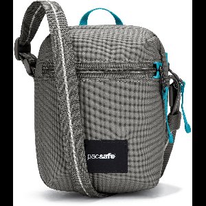 Pacsafe GO Micro Crossbody - 1.5 L - Schoudertas - RFID-blokkerend - Anti-diefstal Tas - Waterafstotend - Beveiligde Tas - Festival Tas - Reistas - Veilig Dockslot - Gerecycled Polyester - Grijs
