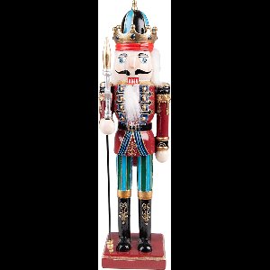 Clayre & Eef Beeld Notenkraker 30 cm Rood Blauw Polyresin Kerstdecoratie