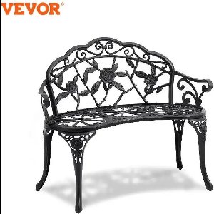 Amalee - Buiten bankje - Voor de tuin - Zwart - Bloemen patroon - 218 KG vermogen -