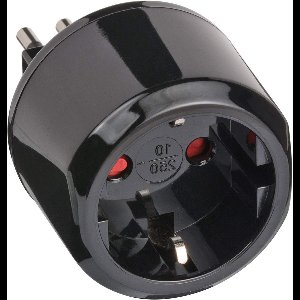 Reisstekkeradapter voor Italiaanse stopcontact en Eurostekker - zwart Reisstekker