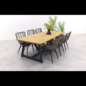 Jasmine Naturel/Noah 6-persoons dining tuinset 260x100 - Teak OP=OP