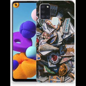 TPU Hoesje voor Samsung Galaxy A21s Siliconen Hoesje met foto Badges