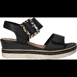 Remonte Leren Dames Sandalen Sleehak - Zwart - 39