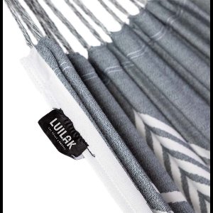Luilak 2 persoons hangmat - 100% Katoen - 350x160cm - 160kg draagkracht - binnen & buiten - Grijs, Wit