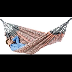 Luilak 2 persoons hangmat - 100% Katoen - 350x160cm - 160kg draagkracht - binnen & buiten - Grijs, Roze