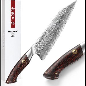 Poederstalen Damascus Koksmes- HEZHEN B38 Series - 73 laags - Zwart-rood G10 handvat - Vlijmscherp Professioneel keukenmes