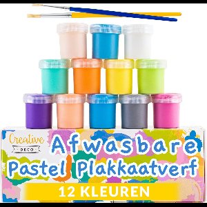 Creative Deco Kinderen Wasbare Verf Verfset | 20 ml x 12 stukken | Kinderen SINTERKLAAS CADEAU | Pastelkleuren | Veilig en Niet-Giftig