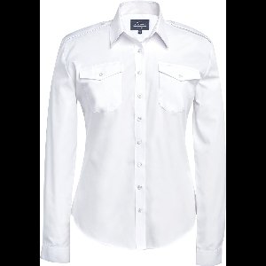 Brook Taverner Dames pilotenblouse met lange mouwen BT2394 - White - 44 EU (16 UK)