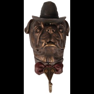 Baroque - Ophanghaak - Wandhaak Buldog 22 cm - Goud - Resin - 9x22x12.5 - Polyresin