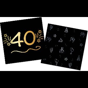 Folat - Servetten shining glam 40 jaar - 16 stuks - 33 x 33 cm