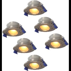 Set van 6 Lima LED inbouwspots - 4 Watt 345 lumen - 2700K Warm wit - GU10 - Dimbaar - Rond - Kantelbaar - IP65 Waterdicht - RVS - Voor binnen, buiten en badkamer