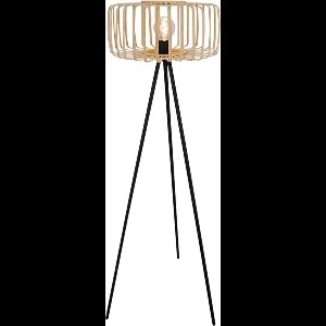 Olucia - Bamboe vloerlamp bruin, Tina, met schakelaar - Vorm: Rond