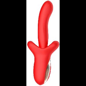 Stotende en Knijpende Vibrator Vyron - Rood - Stootstanden - Vibratiestanden - Knijpbewegingen