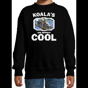 Dieren koalaberen sweater zwart kinderen - koalas are serious cool trui jongens/ meisjes - cadeau koala beer/ koalaberen liefhebber - kinderkleding / kleding 152/164