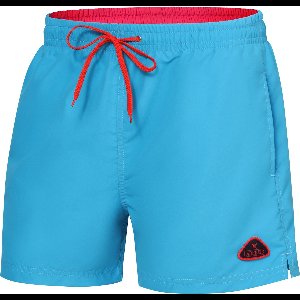 Ladeheid LA-ZA-SWS-Short Heren Zwembroek - Zwemshorts - met zijzakken en achterzak - sneldrogend - met binnenslip van mesh - Koordsluiting - Polyester - Azuurblauw/Koraalrood - XL
