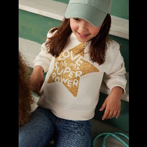 Basic meisjessweater met motief vanille