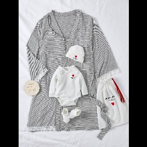 Kraampakket voor moeder en baby ENVIE DE FRAISE grijs, gestreept