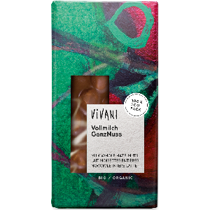 Vivani Chocoladereep Melk met Hele Hazelnoten