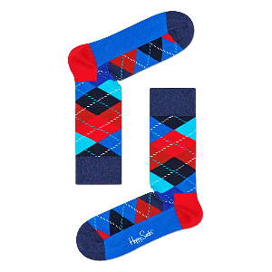 Happy Socks Argyle Sokken, Rood/Blauw