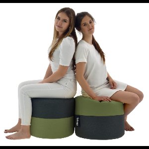 Poef 'Duo Rondo' Old Green - Groen - Weerbestendig - Sit&Joy