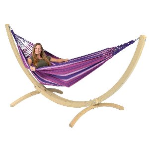 Hangmat met Standaard Tweepersoons 'Wood & Chill' Love - Paars - Colombiaanse - 180 kg - Tropilex